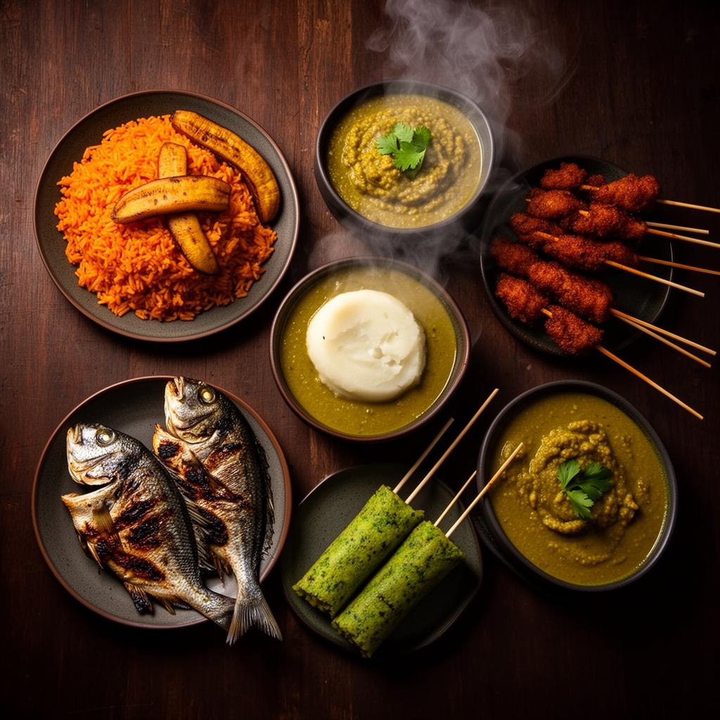 Spread of Nigerian dishes